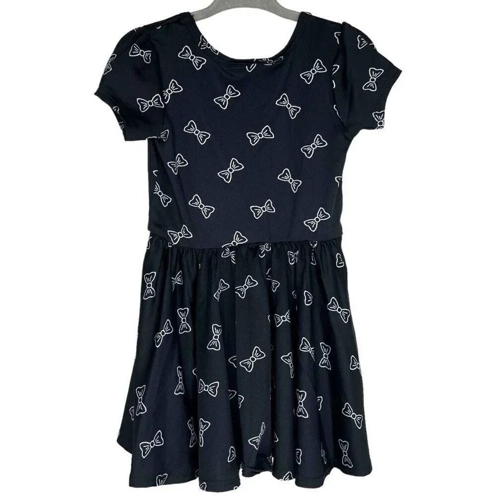 NEW Dot Dot Smile White Bow Black Cap Sleeve Dress 12-24M